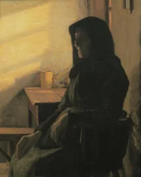 Uma mulher cega no seu quarto